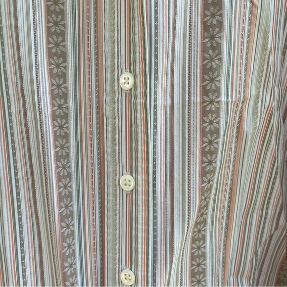 FACONNABLE Women’s Green Orange Floral Stripe Long Sleeve Button Down Size Small - Picture 5 of 12